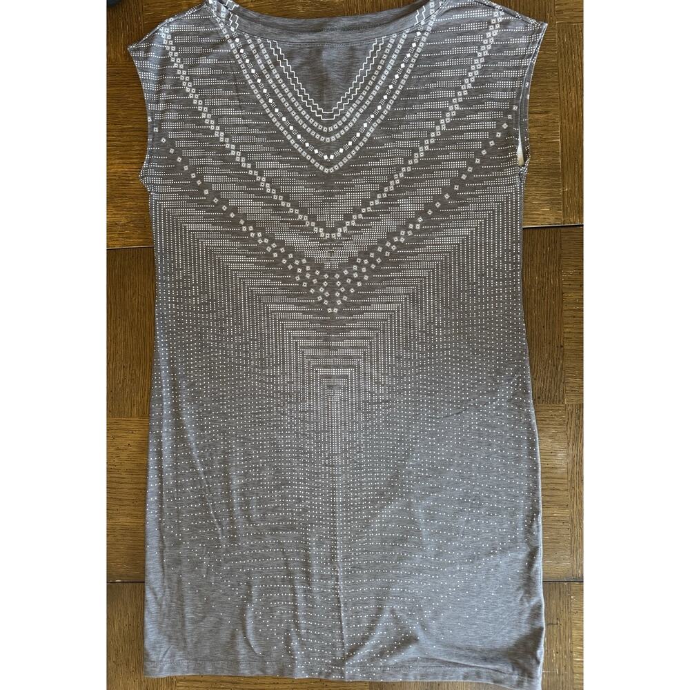 Prana Sanna Shift Summer Dress Womens Size Medium Gray Geometric Stretchy Knit